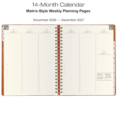2027 Excello Brands Essential 8.5" x 11" Weekly & Monthly Planner, Poly Cover, Brown (ORY27-ESN811-LT)