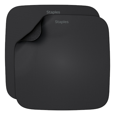 Staples TECH Non-Skid Mouse Pad, Black, 2/Pack (50678)