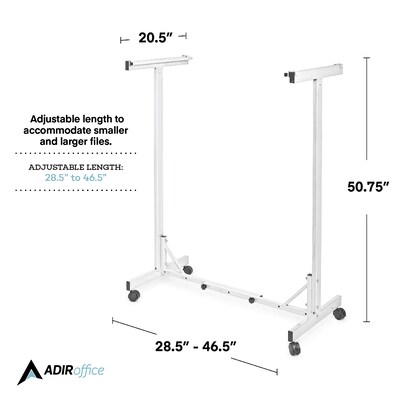AdirOffice Expandable Blueprint Mobile Plan Center Large File Hanging Storage, White (615-WHI-KIT1)