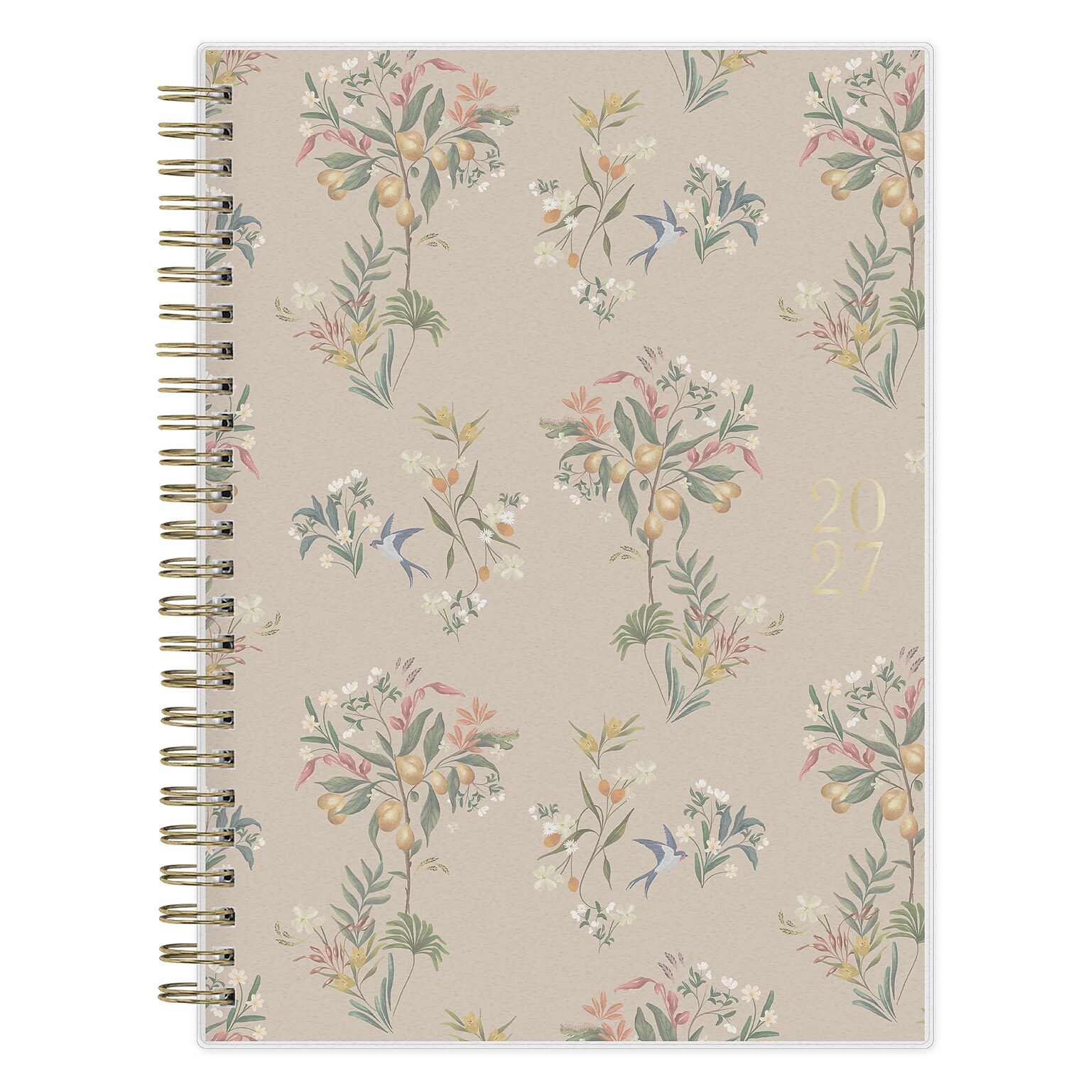 2027 Blue Sky Bespoke Letterpress Pears & Bluebirds 5.875 x 8.625 Calendar Year Weekly & Monthly Standard Planner