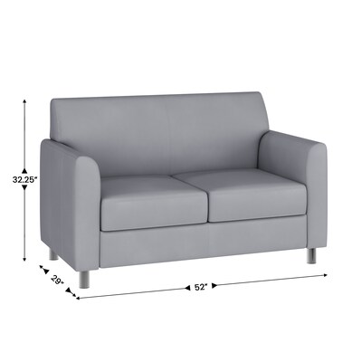 Flash Furniture Hercules Diplomat LeatherSoft Loveseat, Gray/Chrome Legs (BT8272GYCHR)