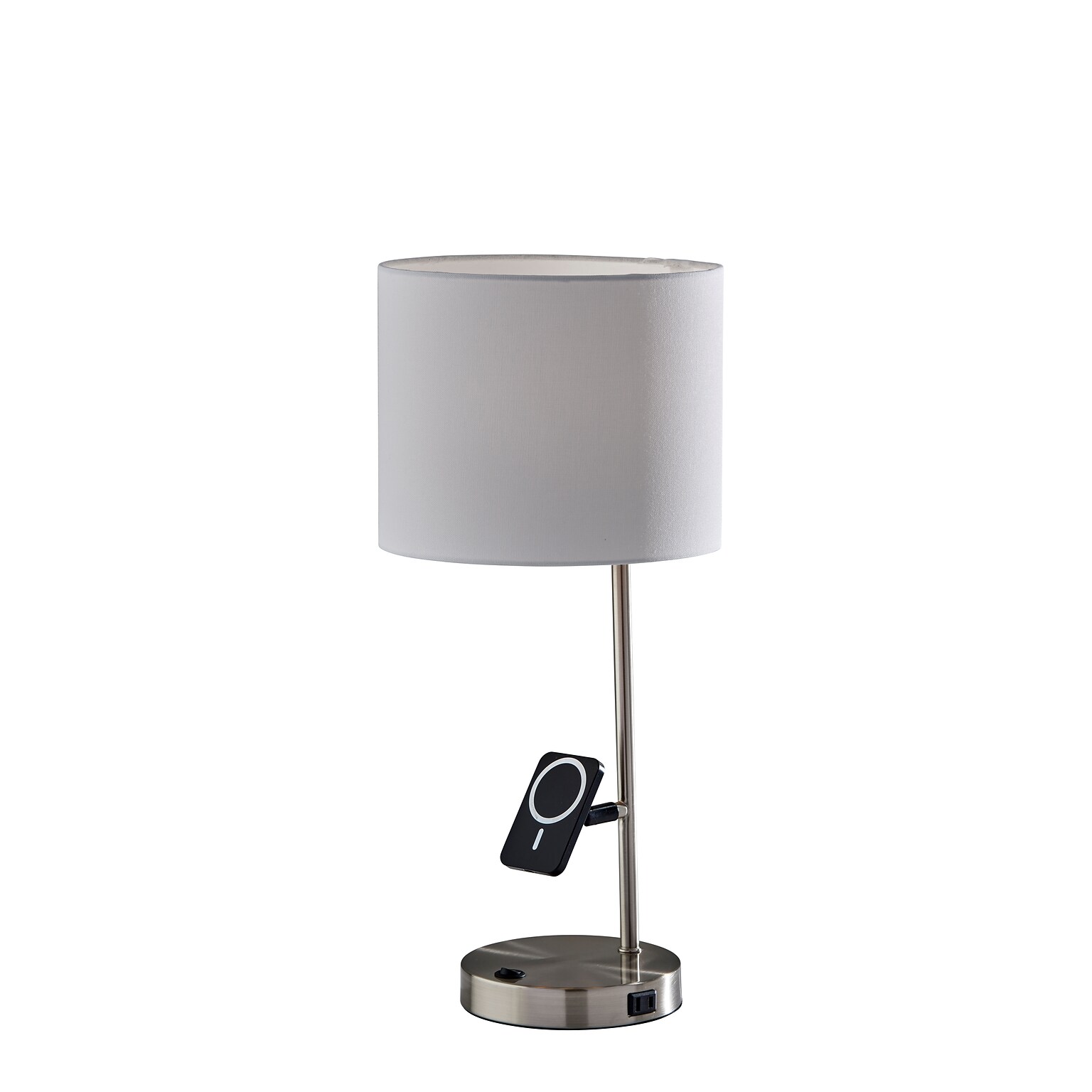 Adesso Wyatt Supercharger Incandescent Desk Lamp, 22H, Brushed Steel/White (2610-22)