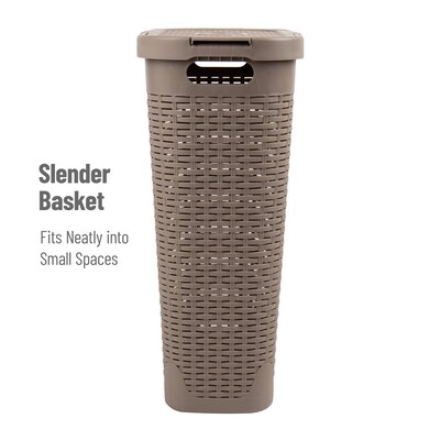 Mind Reader 10.57-Gallon Laundry Hamper with Lid, Plastic, Tan (40HAMP-BRNM)
