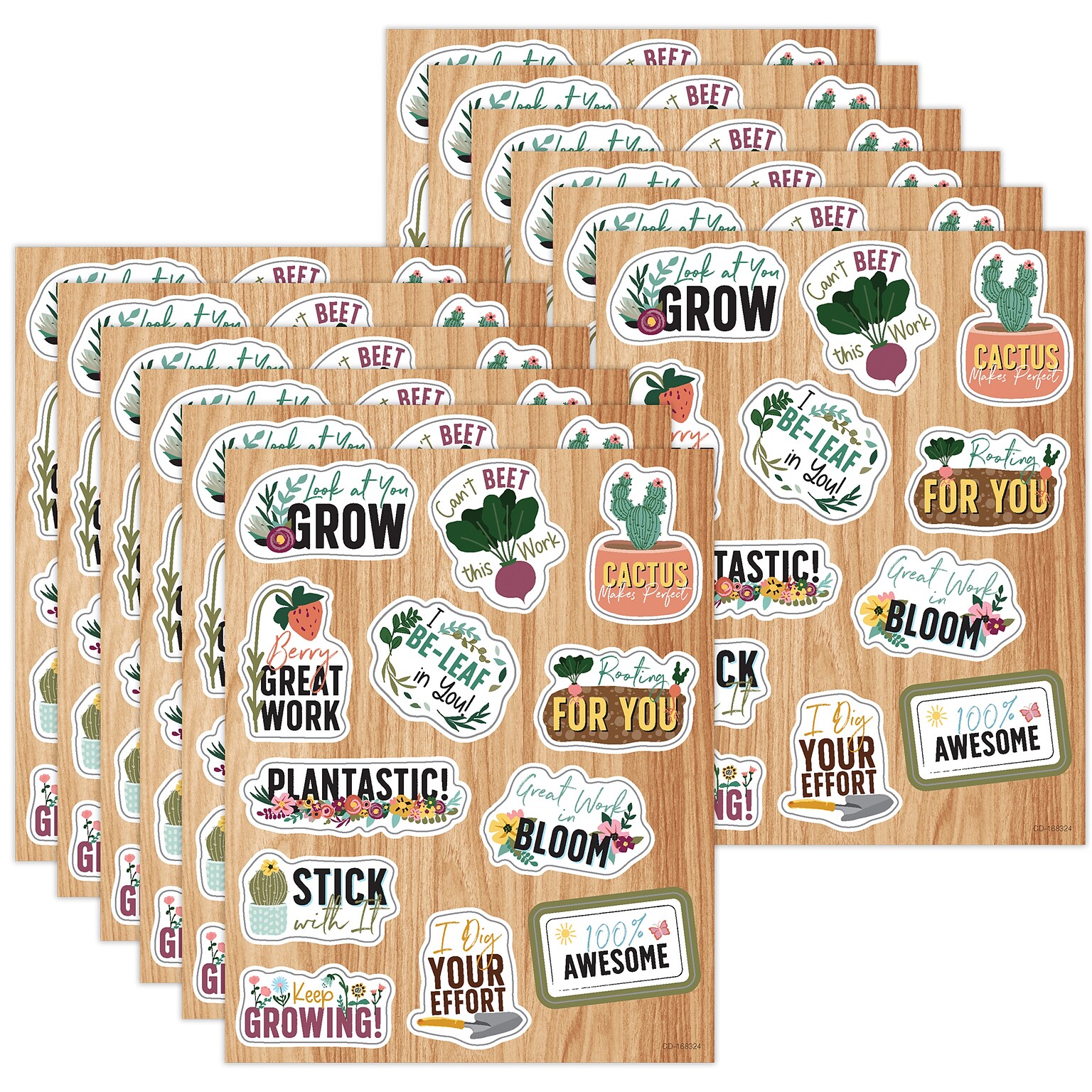 Carson Dellosa Education Grow Together Motivators Shape Stickers, Multicolored, 72/Pack, 12 Packs/Bundle (CD-168324-12)