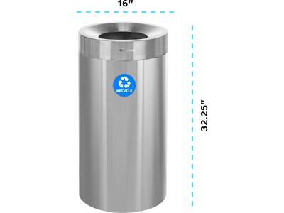 Alpine Industries Stainless Steel Recycling Bin, 27 Gallon, Silver (ALP475-27-R)
