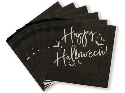 Pukka Party Happy Halloween Paper Napkins, Black, 16/Pack (PTY560)