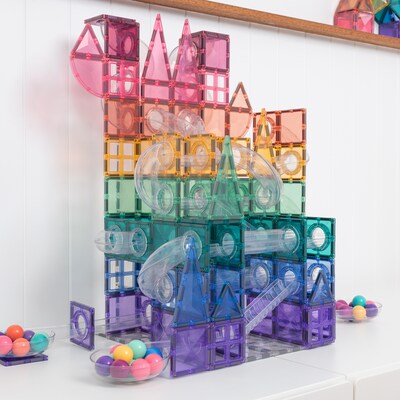 Connetix Magnetic Tiles Pastel Ball Run Expansion Pack, 80 Pieces (CNTP00080BR)