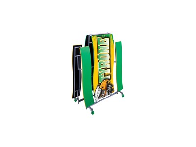 AmTab Ocean Waves Mobile Cafeteria Table w/ 4 Benches, 35" x 145", Assorted Colors (MBOWT12)