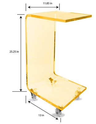 Designstyles Luxurious Acrylic C-Shaped Table on Wheels, Golden (DST-ACTGNE)