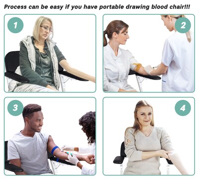 Viva Comfort Portable Phlebotomy Blood Drawing Chair, Black (ADI997-03-BLK-MK)