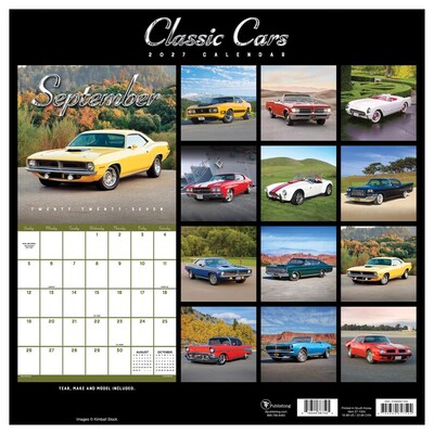 2027 TF Publishing Classic Cars 12" x 12" Monthly Wall Calendar (27-1004)