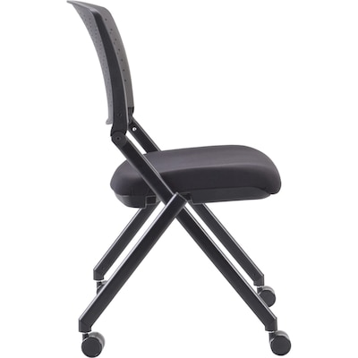 Lorell Upholstered Foldable Nesting Chairs, Black, 2/Carton (LLR41848)