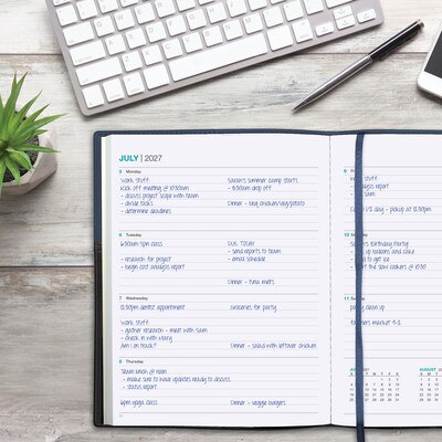 2027 Excello Brands 8" x 10" Weekly & Monthly Standard Planner, Paperboard Cover, Navy/Black (PKT-CY27-810-NV)