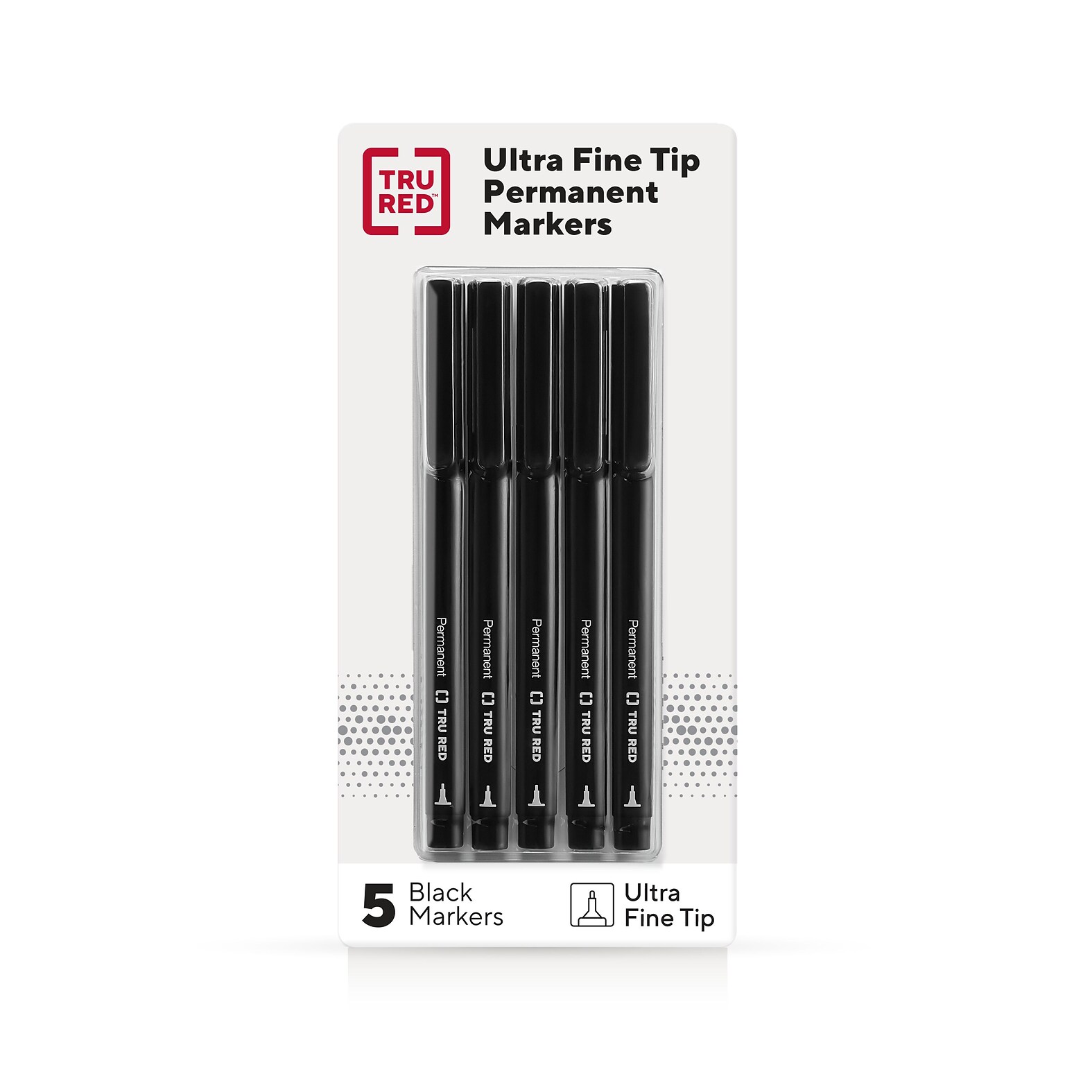 TRU RED™ Pen Permanent Markers, Ultra Fine Tip, Black, 5/Pack (TR54525)