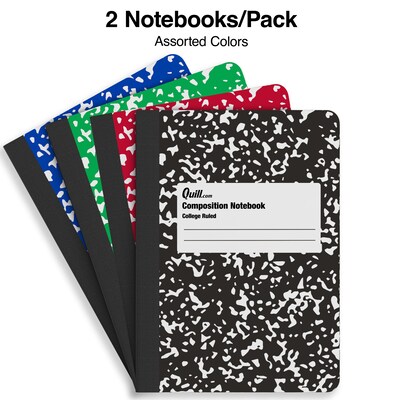 Quill Brand® Mini Composition Notebook, 3.25" x 4.5", College Ruled, 80 Sheets, Assorted Colors, 2/Pack (TR17501)