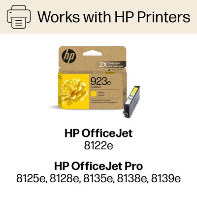 HP 923e EvoMore Yellow High Yield Ink Cartridge, Prints Up to 800 Pages (4K0T6LN)