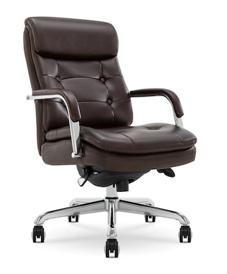 La-Z-Boy Sonata Ergonomic Bonded Leather Swivel Executive Chair, Dark Brown and Chrome (CCHR10014E)