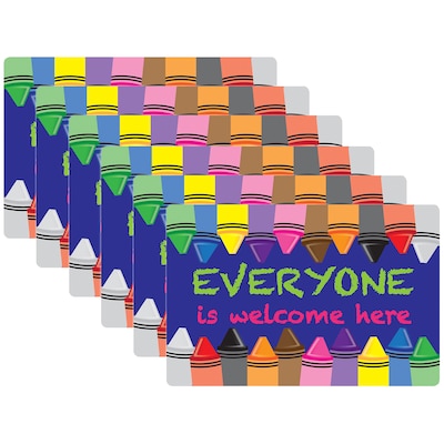 Ashley Smart Poly Computer Mouse Pad, 8 x 10, Everyone is Welcome Here, Crayons, 6/Pack (ASH12502-