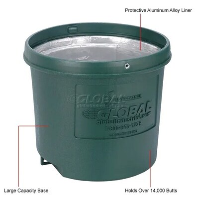 Global Industrial Outdoor Ashtray, 5 Gallon, Green (245133GN)