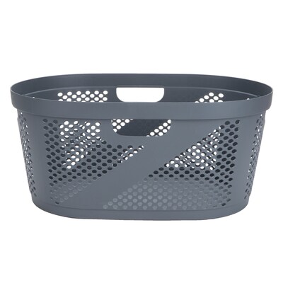 Mind Reader 10.57-Gallon Laundry Basket with Handles, Plastic, Gray (HHAMP40-GRY)