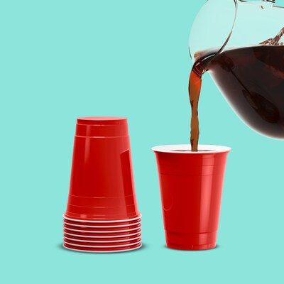 Perk™ Plastic Cold Cup, 16 Oz., Red, 50/Pack (PK54359)
