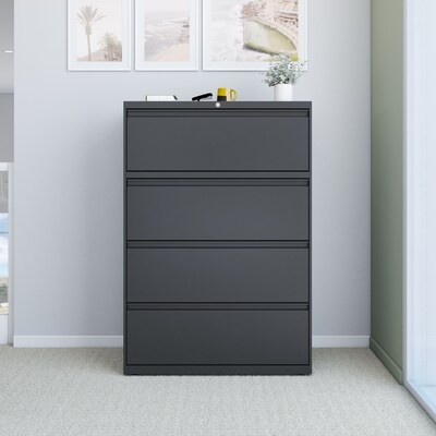 Quill Brand® 4-Drawer Lateral File Cabinet, Locking, Letter/Legal, Charcoal, 36"W (26825D)