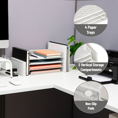 Mind Reader Metal Front Loading Letter Tray, White (4TSIDE2-WHT)