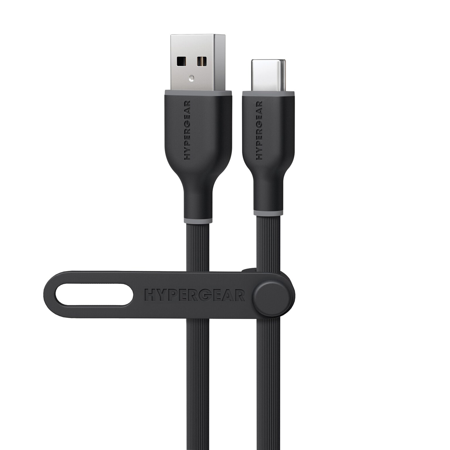 HyperGear Flexi Pro USB-A to USB-C Soft-Touch Silicone Charge and Sync Cable, 10 ft., Black (15912)