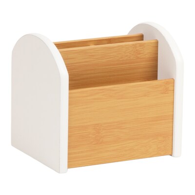 Mind Reader 3-Compartment Wood Desk Organizer, White (ARCHORG-WHT)