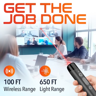 Delton LP99 2.4GHz Wireless Presentation Remote Laser Pointer Stylus and 30” Telescopic Pointer, Black (DLP99)