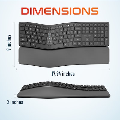 Delton KB250 Wireless Ergonomic Keyboard, Black (DKBE250-WB)