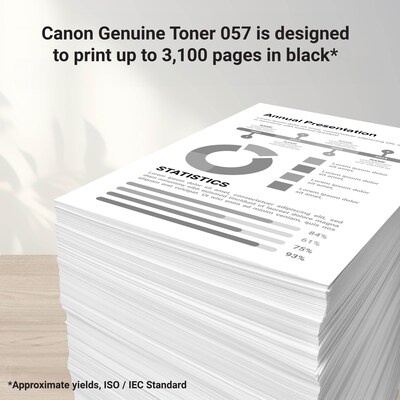 Canon 057 Black Standard Yield Toner Cartridge, Prints Up to 3,100 Pages (3009C001)