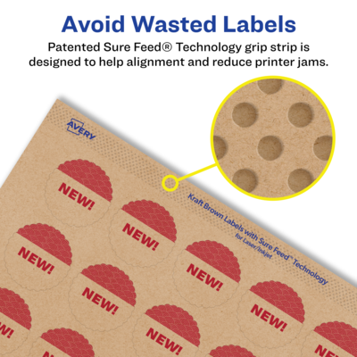 Avery Laser/Inkjet Burst Multipurpose Labels, 1" Dia., Kraft Brown, 2400 Labels/Box ( 94606)