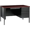 Hirsh 48W Single-Pedestal Desk, Charcoal/Mahogany (20093)