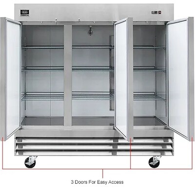 Global Industrial Nexel Reach-In Refrigerator, 3 Solid Doors, 72 Cu. Ft (243035)