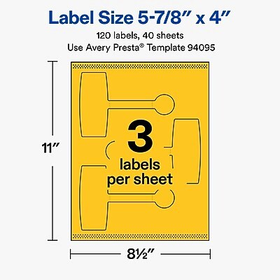 Avery Laser/Inkjet Sealing Labels, 5-7/8" x 4", Bright Yellow, 120 Labels/Box (19479370790)