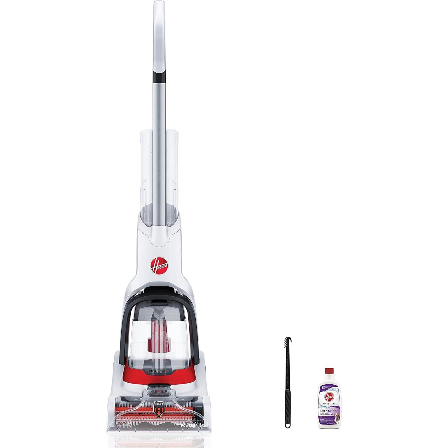 Hoover PowerDash Pet+ Compact Carpet Cleaner, Bagless, Red/White (FH50704V)