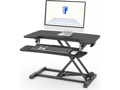 FlexiSpot M7 Series 32W Manual Rectangular Adjustable Standing Desk Converter, Black (M7-E-32B)