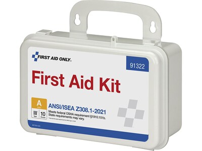 First Aid Only Plastic Weatherproof First Aid Kit, ANSI 2021 Class A, 10 People, 76 Pieces (91322)