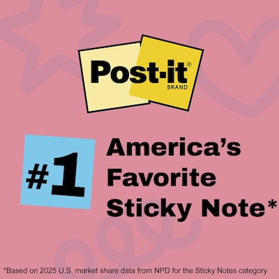 Post-it Super Sticky Pop-up Notes, 3" x 3", Neon Fizz Collection, 90 Sheet/Pad, 18 Pads/Pack (R33018SSAUCP)