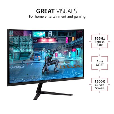 ViewSonic  27 Curved 165 Hz LCD Gaming Monitor, Black (VX2718-2KPC-MHD)