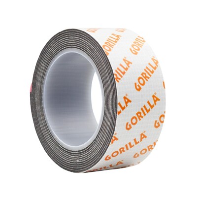 Gorilla Max Strength Indoor Double-Sided Mounting Tape, 1" x 1.67 yds., Black (112962)