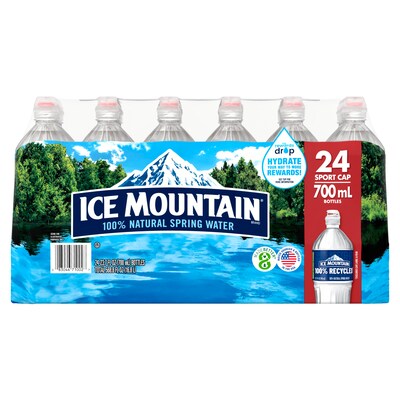 Ice Mountain Sport Cap 100% Natural Spring Water, 23.7 oz., 24/Carton (12087164)