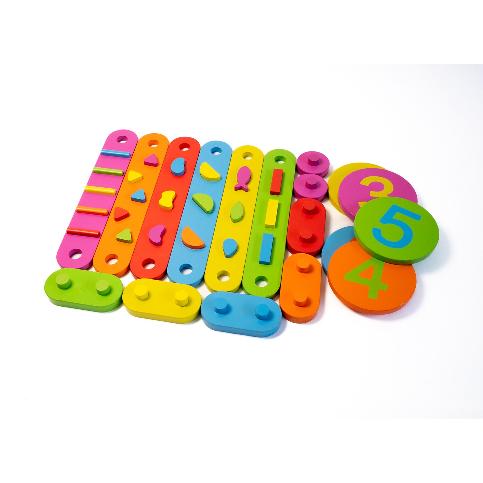 Bintiva Wood Obstacle Course Balance Path with Numbers, 17 Pieces (BNVNMBROBSTC)