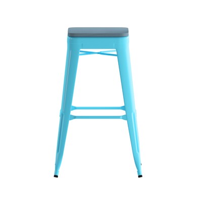 Flash Furniture Cierra Industrial Metal Indoor Bar Height Stools without Back, Teal, 4-Pieces/Pack (4ET32030TLRPL2C)