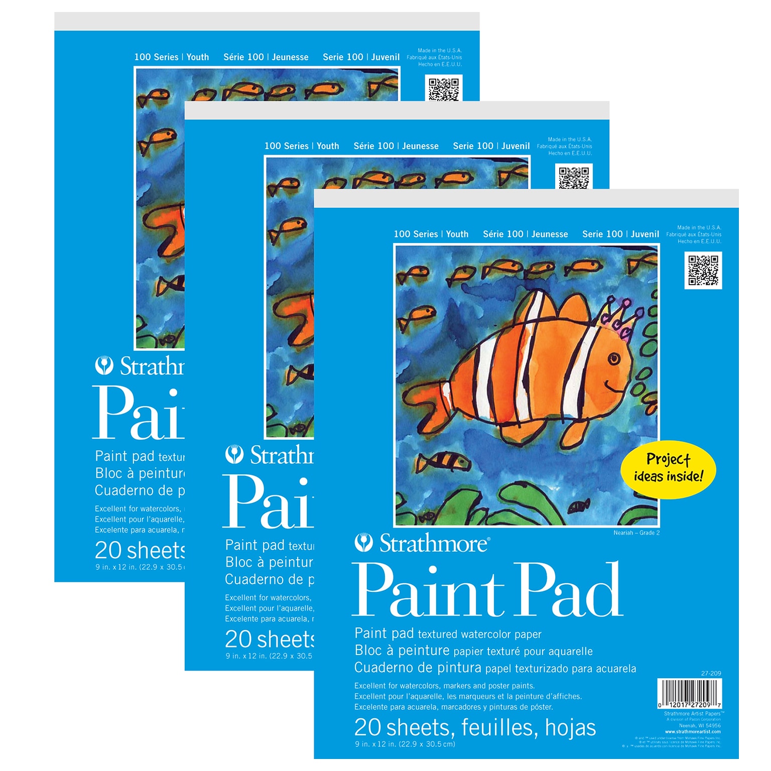 Strathmore 100 Series 9 x 12 Mixed Media Sketch Pad, 20 Sheets/Pad, 3/Bundle (STTP272091-3)