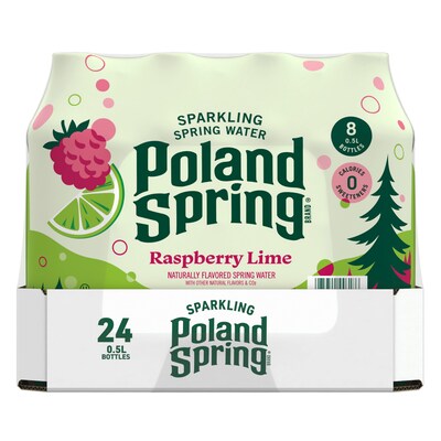 Poland Spring Raspberry Lime Sparkling Purified Water, 16.9 oz., 24/Carton (12349573/122058)