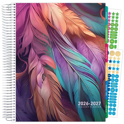 2026-2027 Excello Brands 8.5 x 11 Academic Weekly & Monthly Teacher Planner, Paperboard Cover, Pastel Peacock (DTP-AY26-0061)