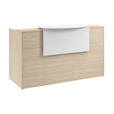 Bush Business Furniture Arrive 72W Reception Desk with Counter and Mobile File Cabinet, Natural Elm