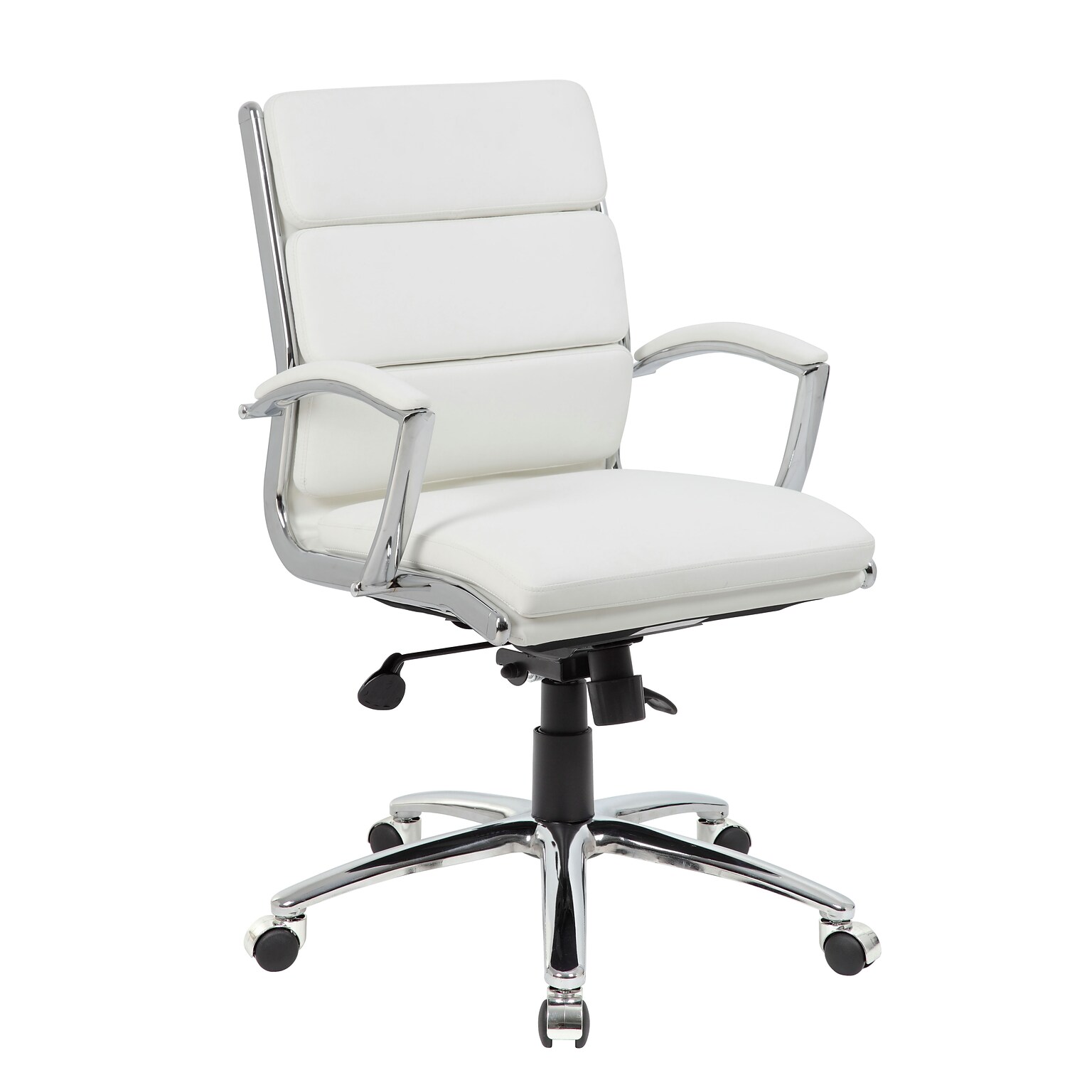 Boss Office Products Ergonomic CaressoftPlus Vinyl Swivel Executive Chair, White (B9476-WT)